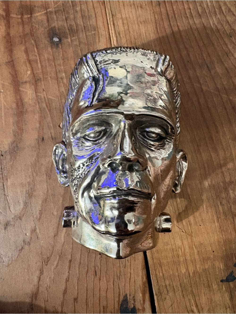 Silver Frankenstein Head Belt Buckle